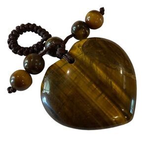 Gorgeous Natural Tigers Eye Heart Charm